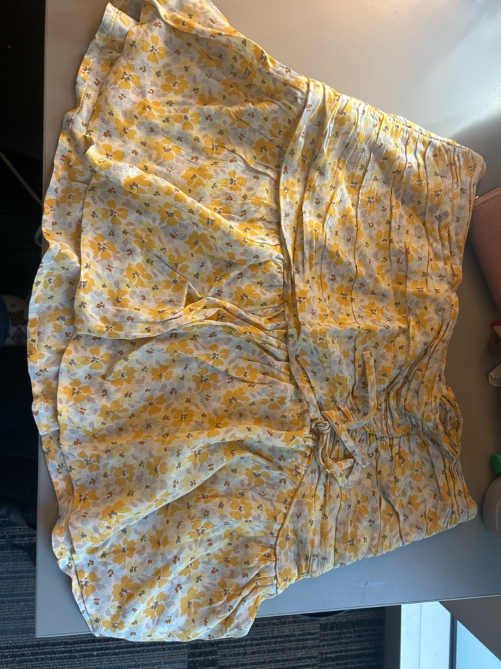 Forever 21 Yellow Floral Ruffle Skirt